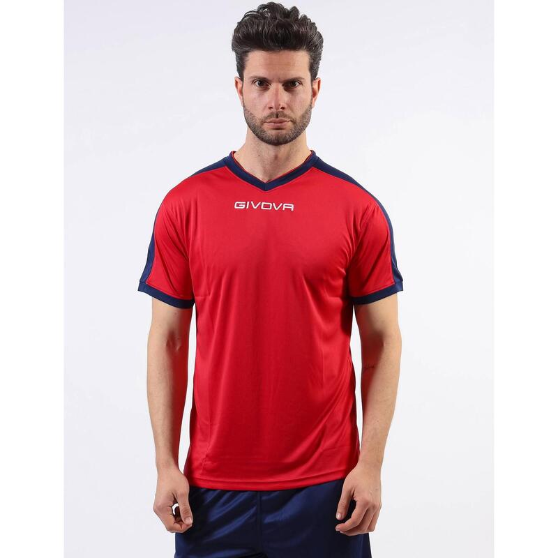 Tricou Givova Revolution, Rosu/Bleumarin, 3XL