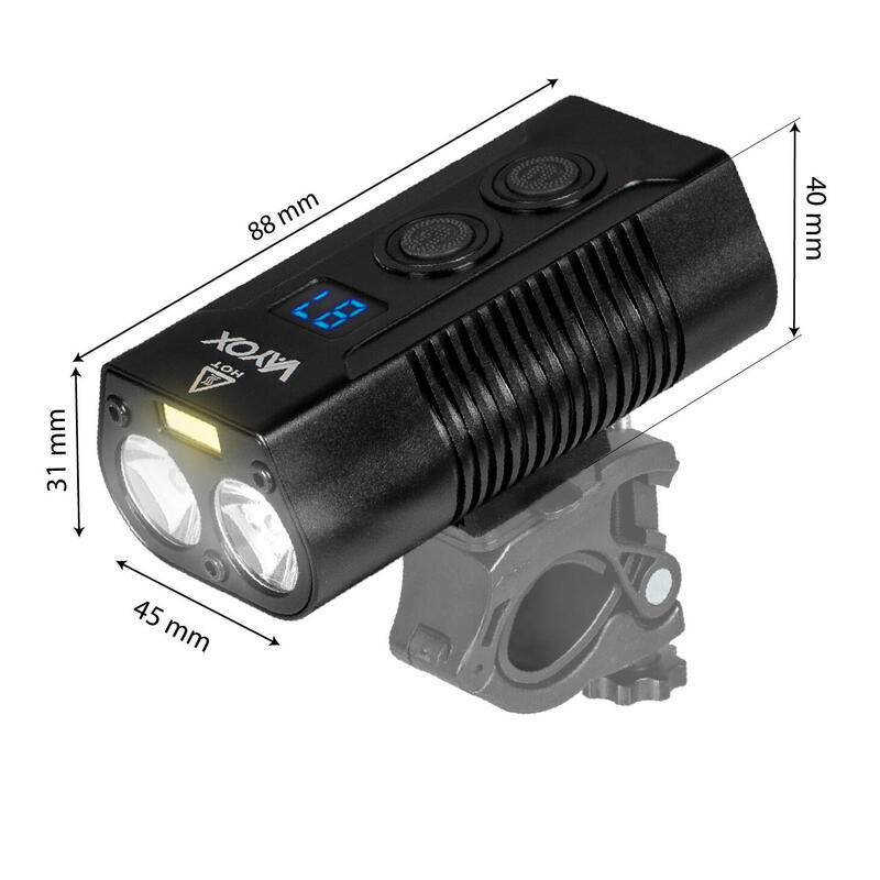 Vayox VA0045 fietskoplamp 750lm oplaadbare externe batterij