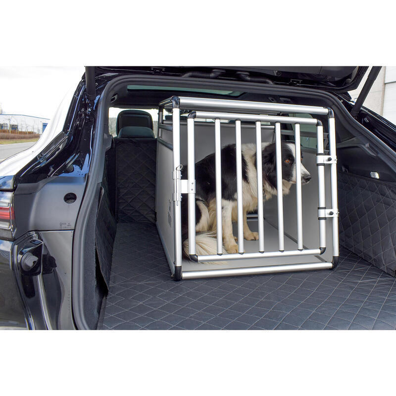 Cage de transport voiture pour chien tube alu rond taille large 80x60,5x64