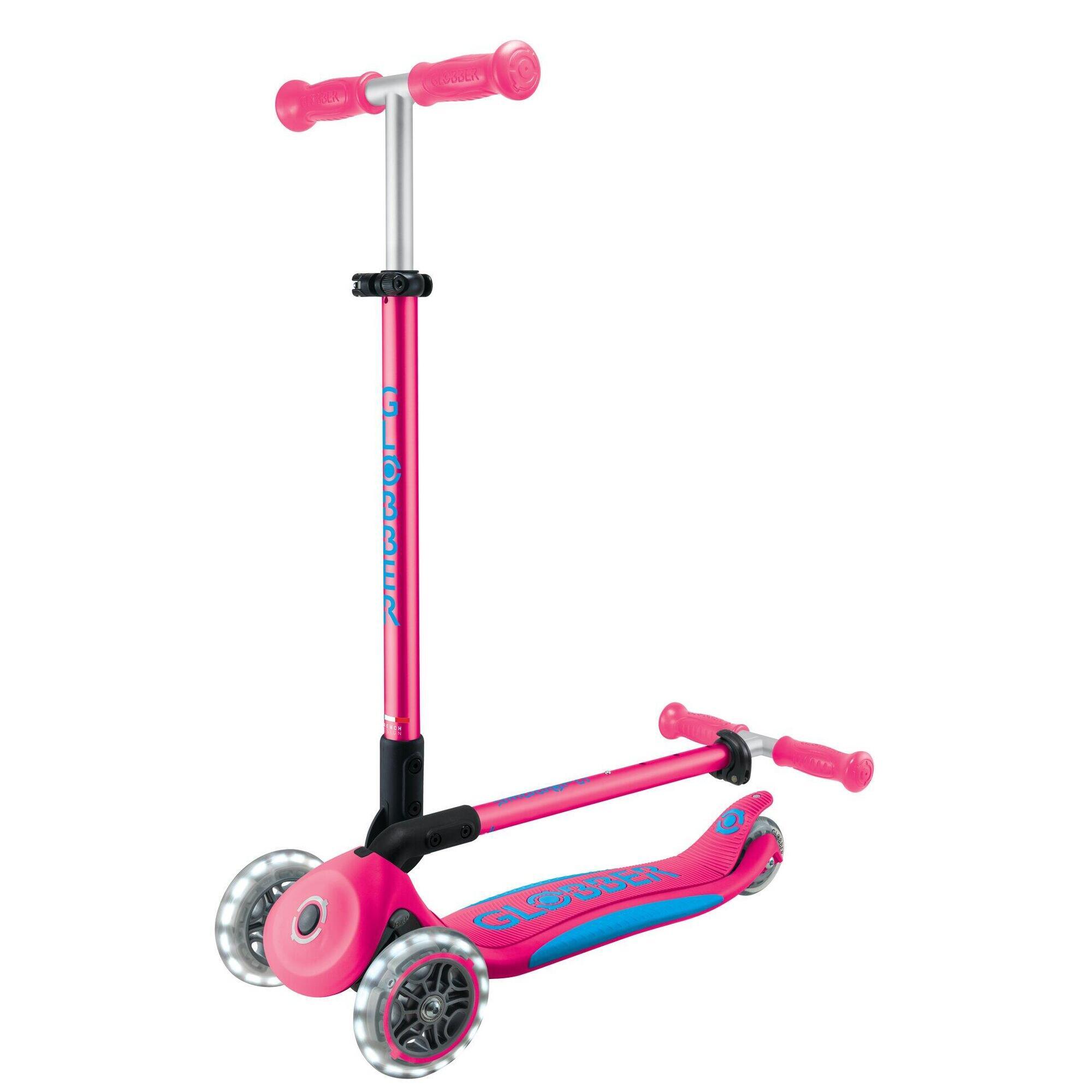 Mini t Scooter Primo Pieghevole Plus Luci Fucsia - Azzurro