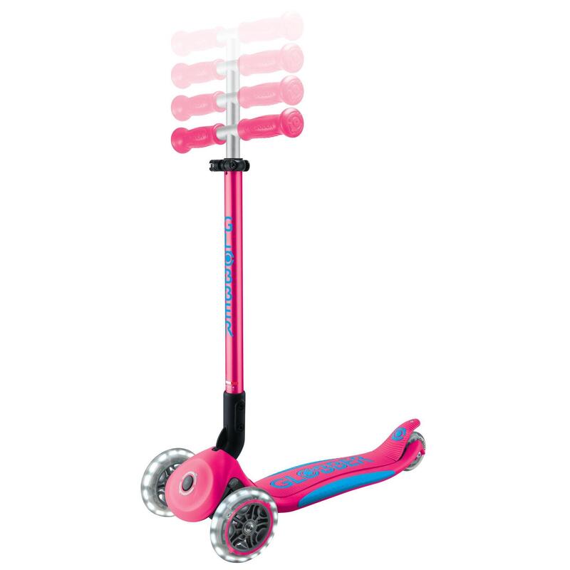 GLOBBER PRIMO FOLDABLE PLUS LIGHTS fuchsia pink-hellblau, mit Leuchtrollen