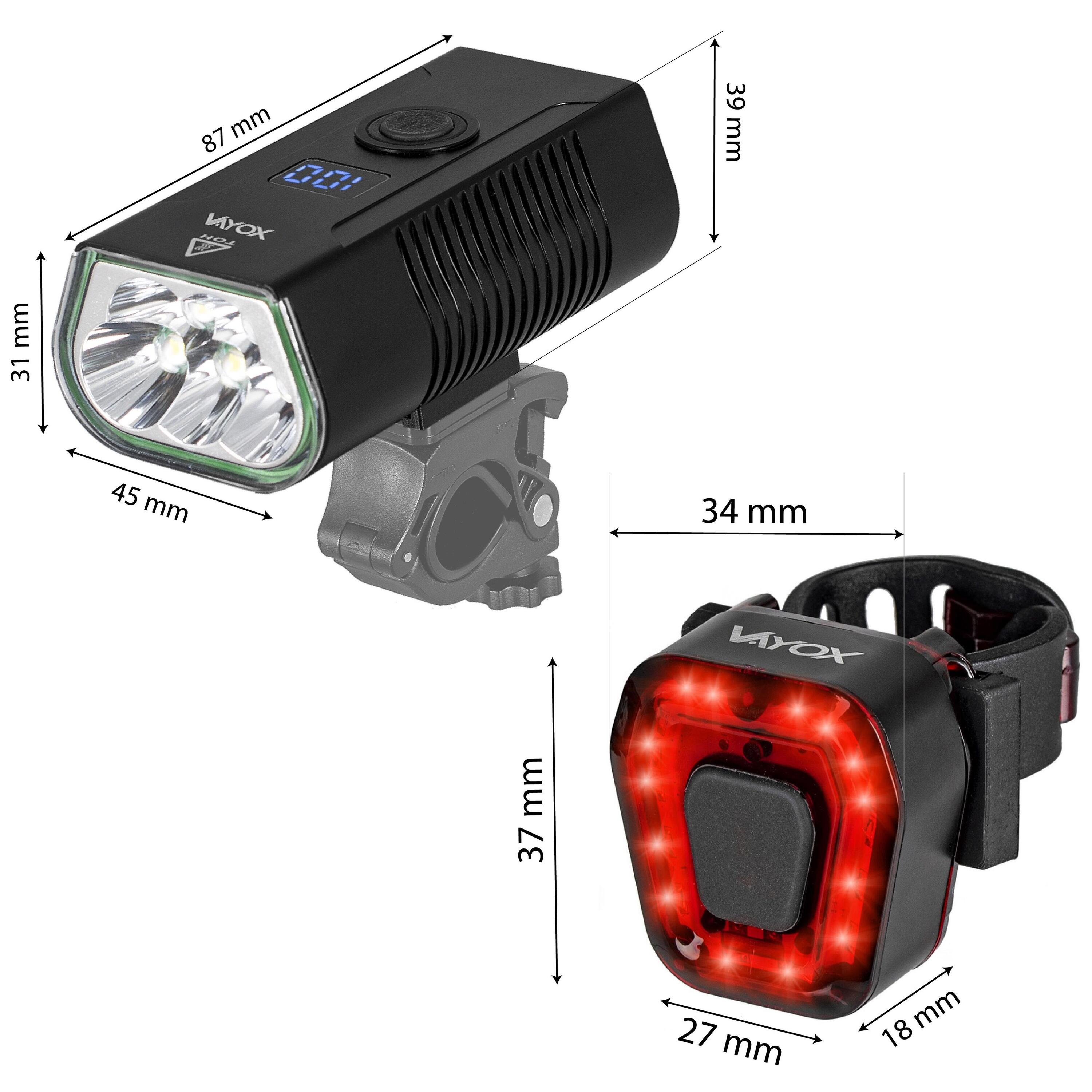 Conjunto de luzes para bicicleta VAYOX VA0073 + VA0048 dianteira e traseira 5/7