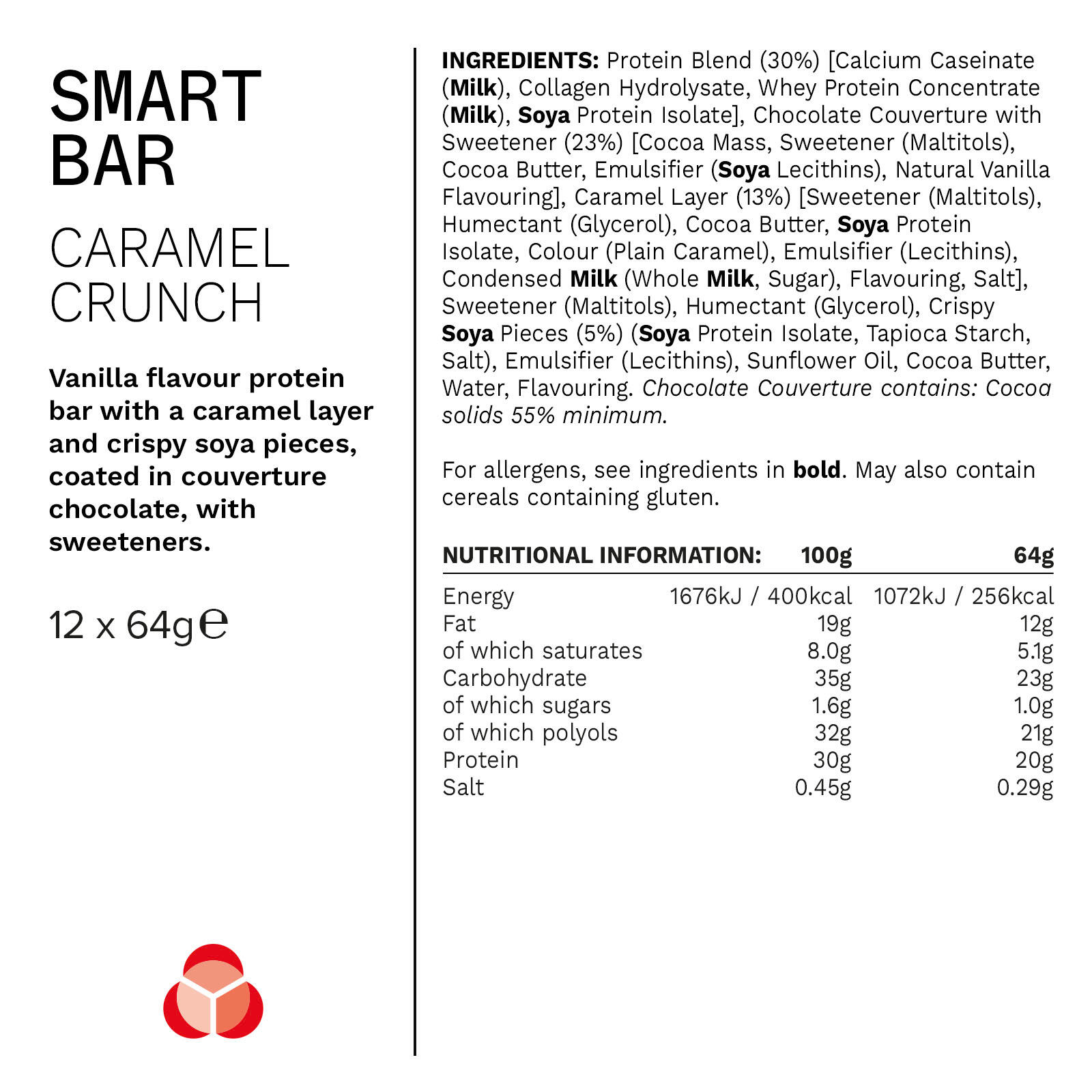 Smart Whey Protein Bar | Caramel Crunch Flavour | 12 Pack 5/5