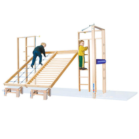 Turnwand-Kombination TuWa Kletterwand 5 Mit Fallschutzmatten Turnen