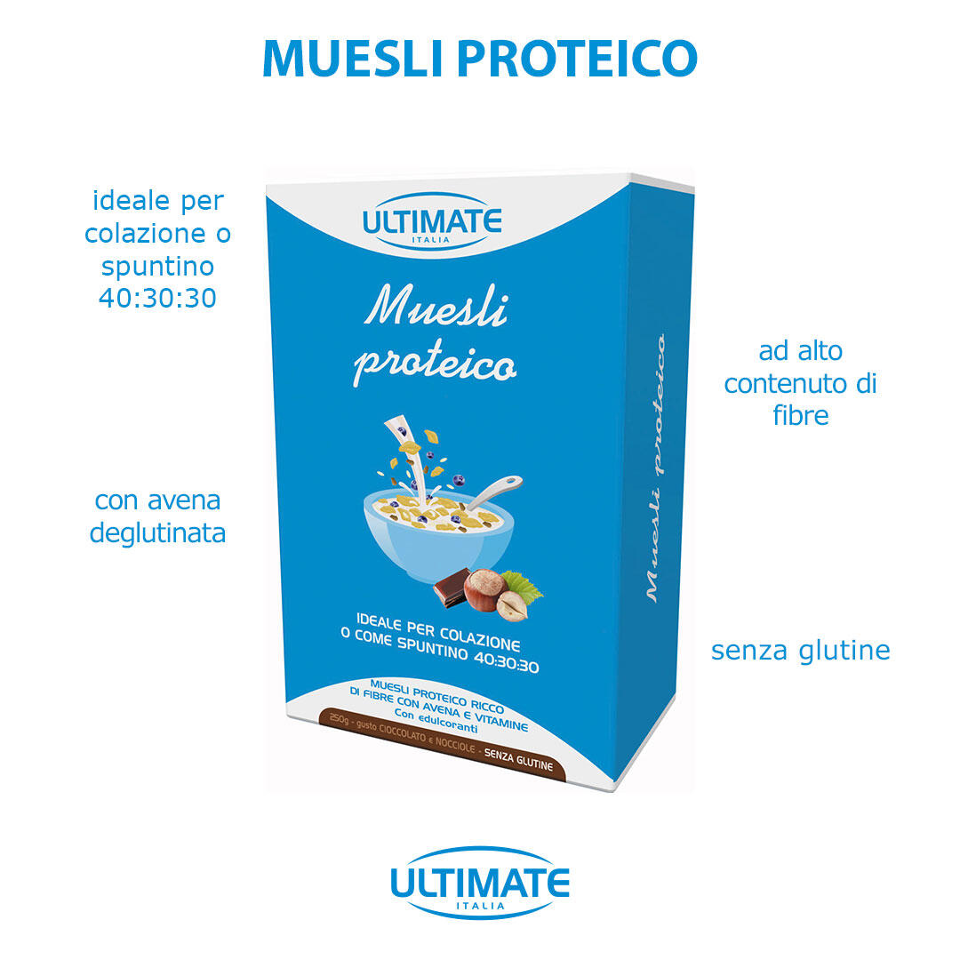 Integratore alimentare - MUESLI PROTEICO CIOCCOLATO E NOCCIOLE - 250g 4/5