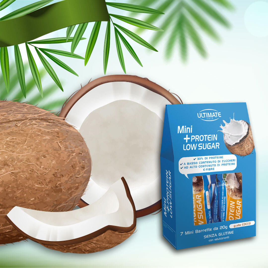 Integratore alimentare - BARRETTE MINI + PROTEIN LOW SUGAR COCCO – 7pz da 20g 6/7
