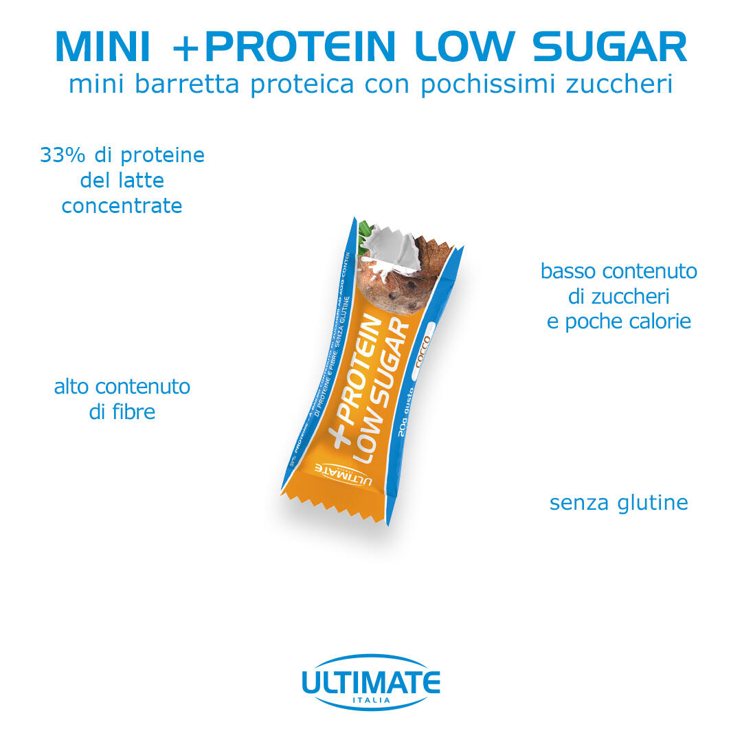 Integratore alimentare - BARRETTE MINI + PROTEIN LOW SUGAR COCCO – 7pz da 20g 5/7