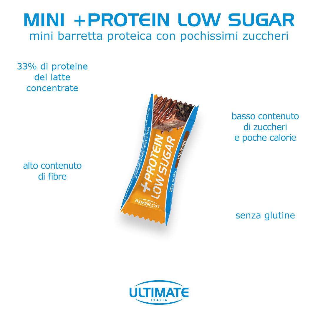 Integratore alimentare - BARRETTE MINI + PROTEIN LOW SUGAR BROWNIE – 7pz da 20g 5/7