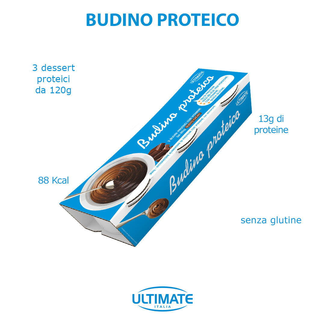 InIntegratore alimentare - BUDINO PROTEICO CACAO - 3 pz da 120g 4/5