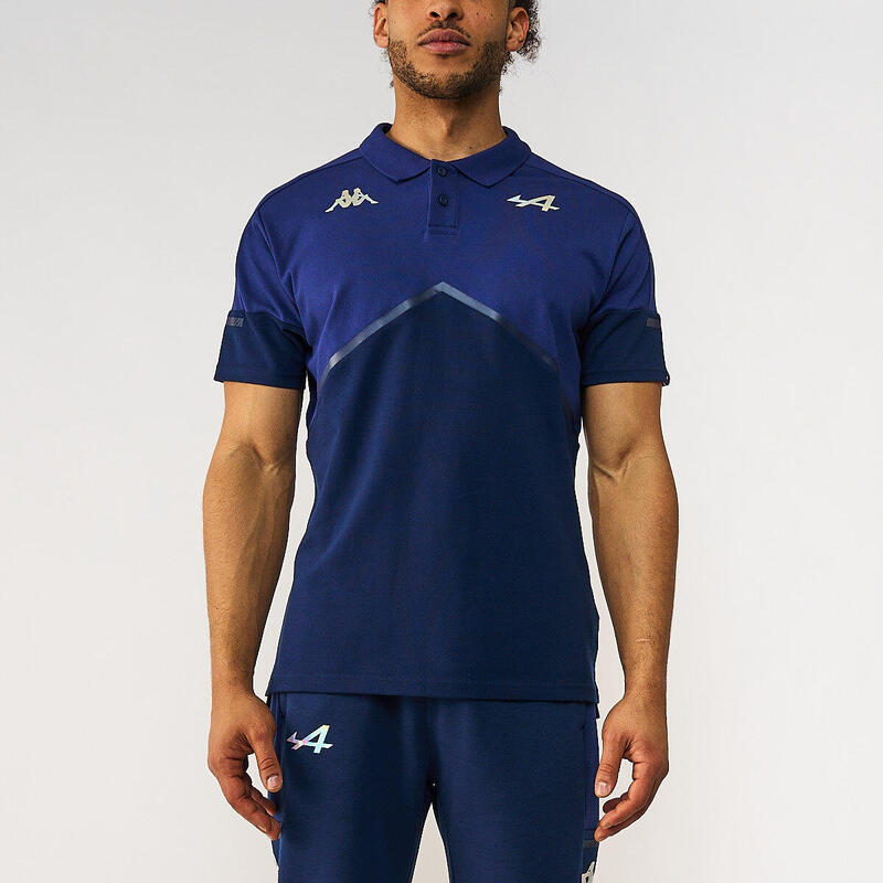 kappa polo maniche corte da uomo in cotone blu da fitness