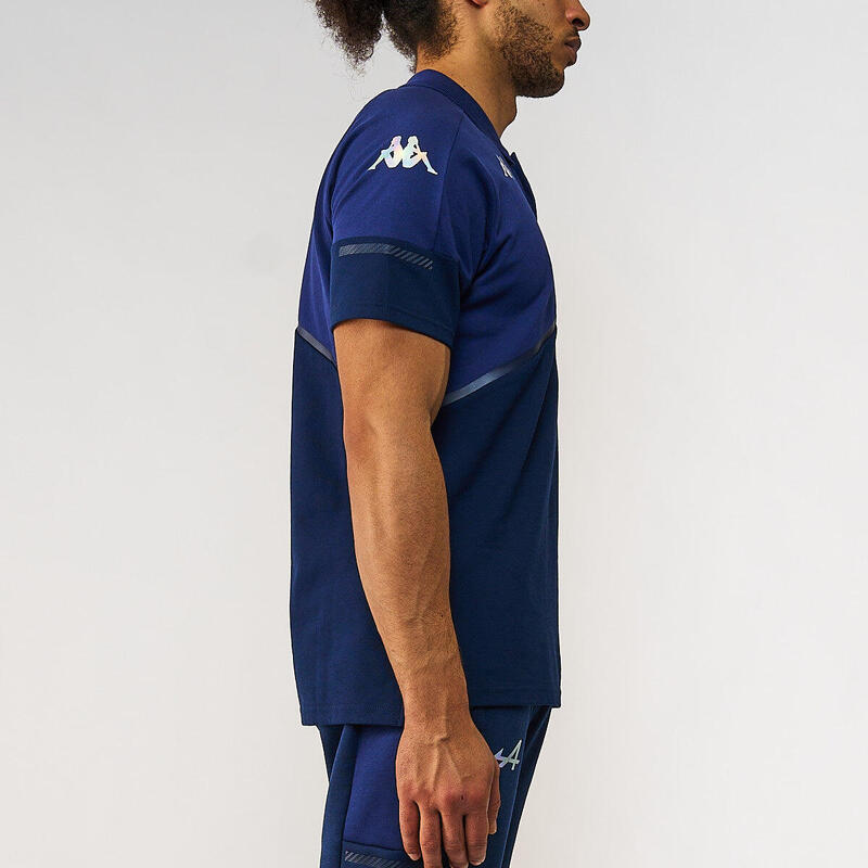 kappa polo maniche corte da uomo in cotone blu da fitness