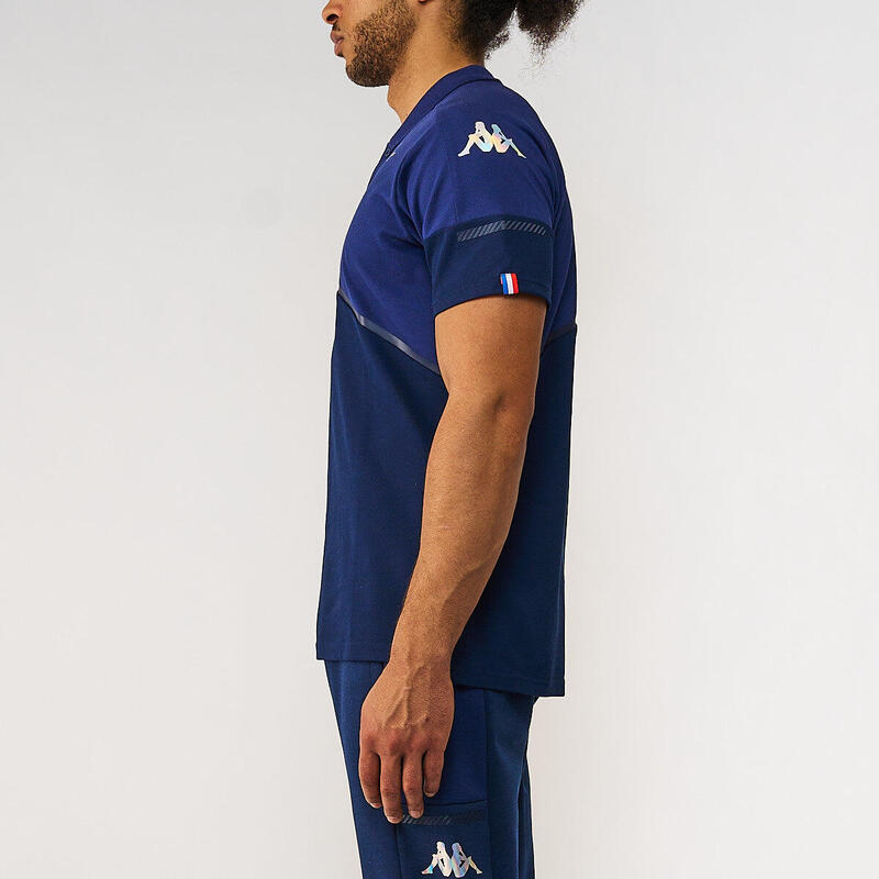 kappa polo maniche corte da uomo in cotone blu da fitness