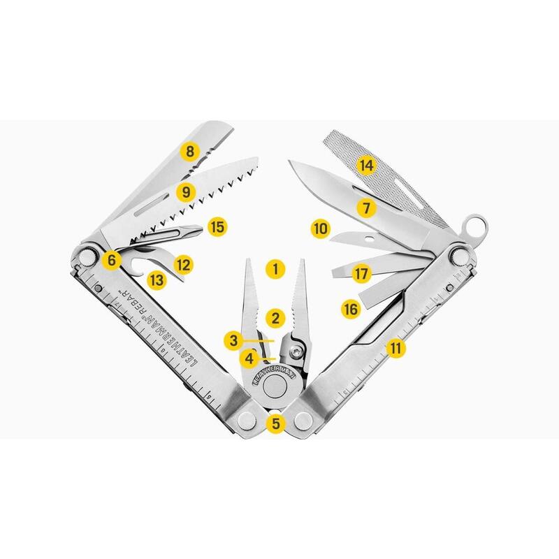 Pince Multifonctions Randonnée Camping Voile 17 Outils en 1 REBAR LEATHERMAN