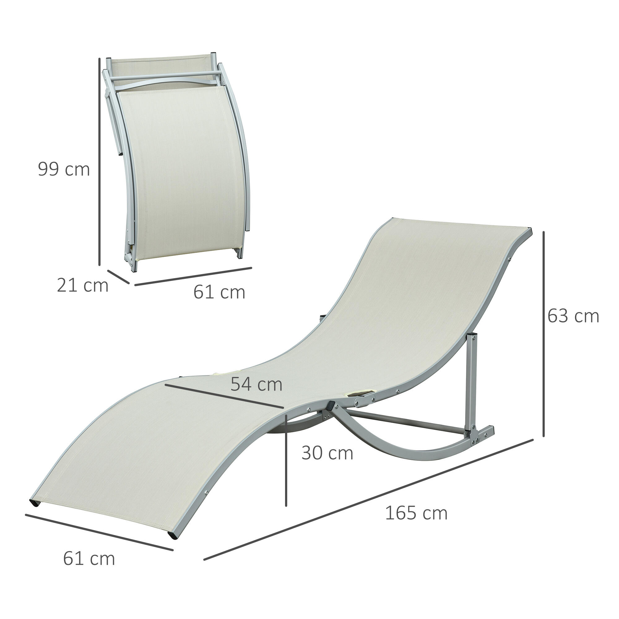 Set de 2 Tumbonas Plegables Outsunny 165x61x63 cm Beige 3/7