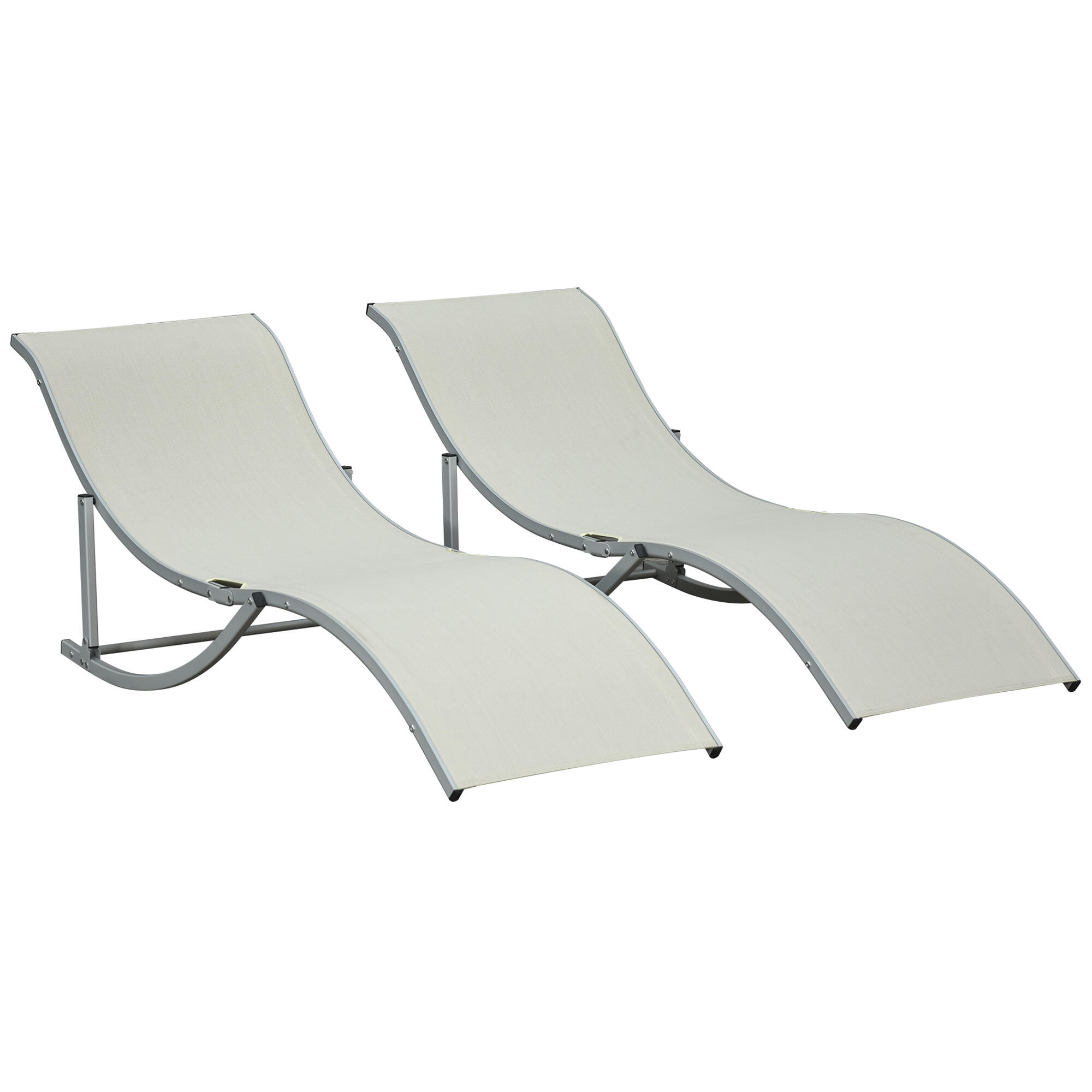 Outsunny 2 espreguiçadeiras de campismo ergonómicas dobráveis 165x61x63cm bege