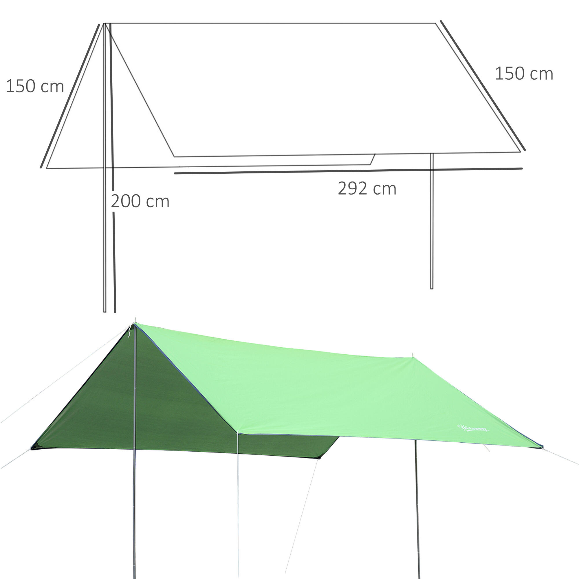 Outsunny Tenda da Sole Portatile 3x3m Tendalino Parasole Impermeabile Verde 3/7