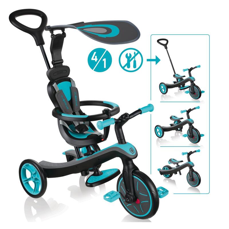 Tricycle évolutif pour bébé EXPLORER 4 en 1 - Bleu Canard