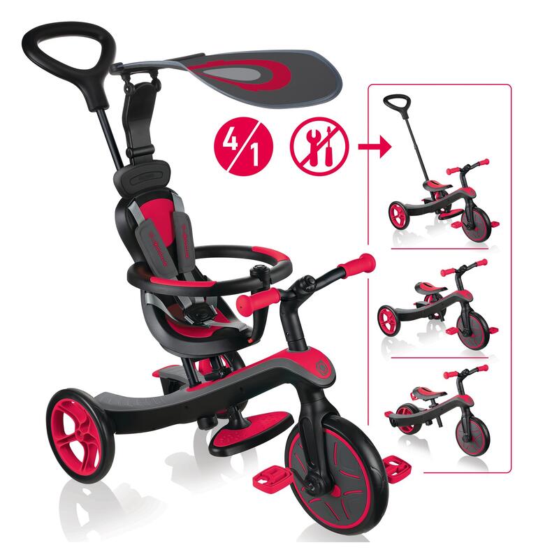 Tricycle évolutif pour bébé EXPLORER 4 en 1 Rouge