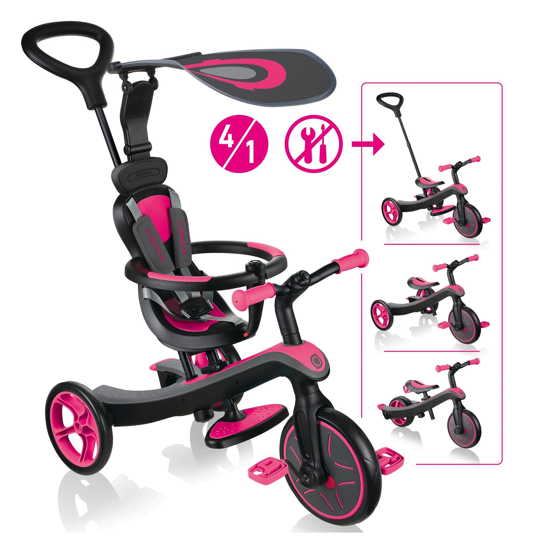 Trottinette draisienne / Tricycle Trike Explorer 4 in 1 Fuchsia Rose