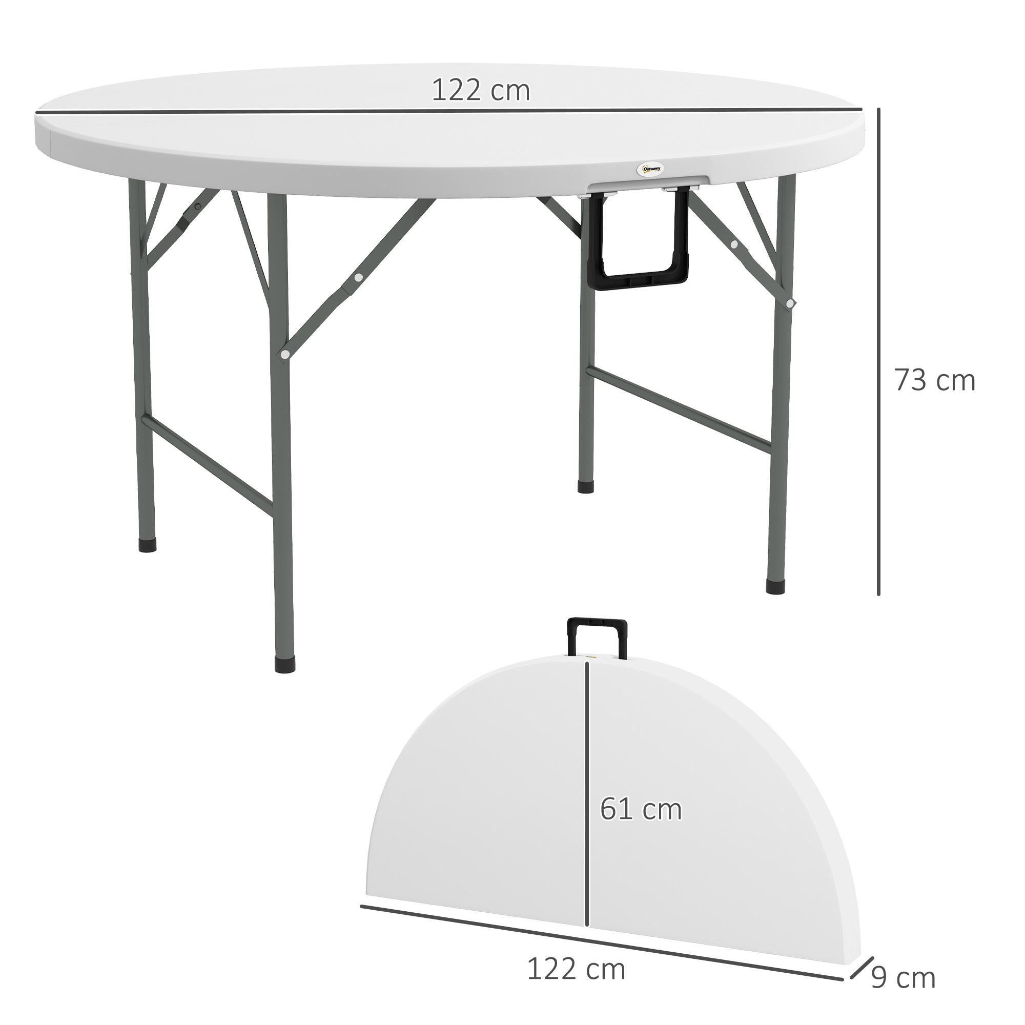 Mesa de exterior ø122x73 cm branco Outsunny 3/7