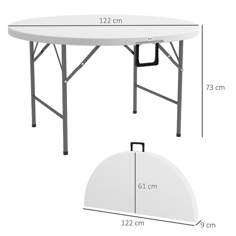 Outsunny Masa de Camping Pliabila, Ø122X73 cm, Gri si Alb