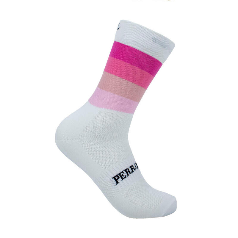 Calcetines Deportivos Ciclismo Perro Loco unisex Widow Blanco y Rosa