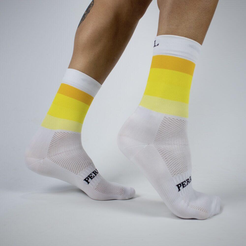 Calcetines Deportivos Ciclismo Perro Loco unisex Widow Blanco y Amarillo 2/3