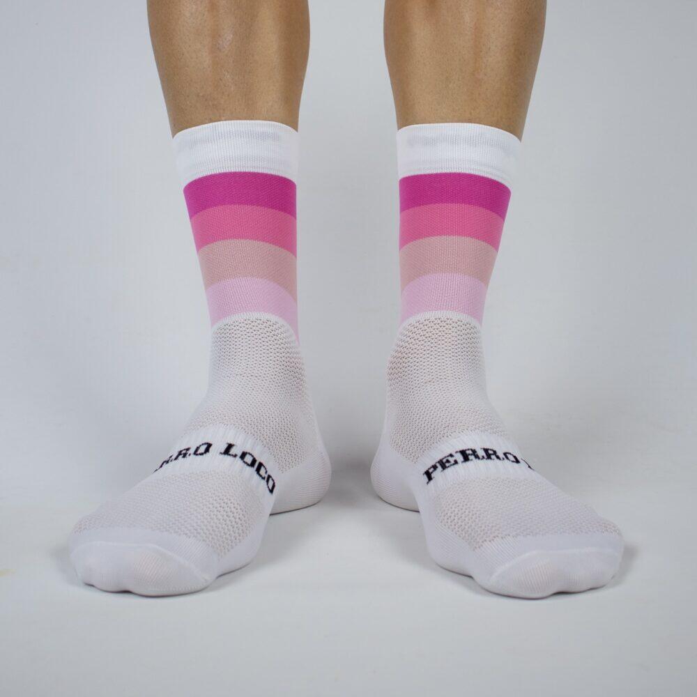Calcetines Deportivos Ciclismo Perro Loco unisex Widow Blanco y Rosa 3/3