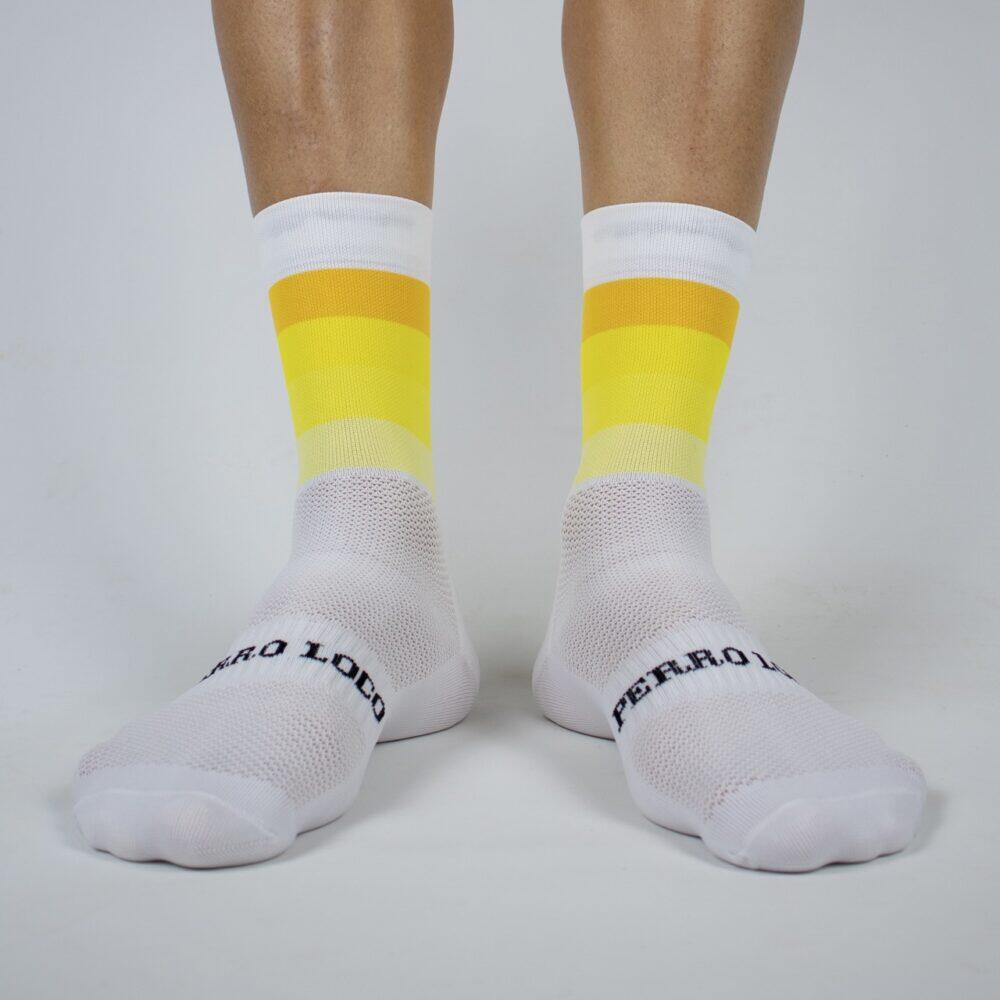 Calcetines Deportivos Ciclismo Perro Loco unisex Widow Blanco y Amarillo 3/3