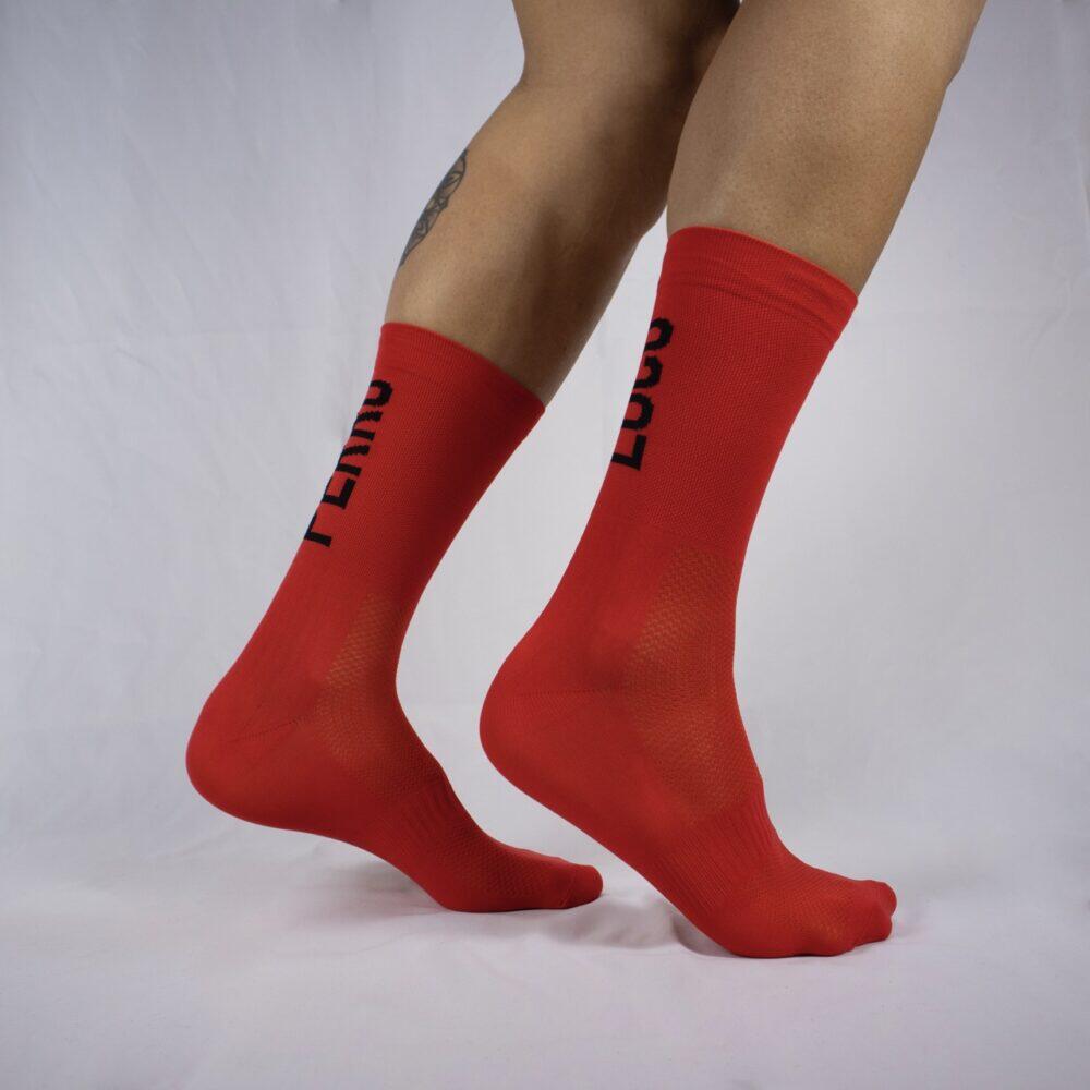 Calcetines Deportivos Ciclismo Perro Loco unisex Ultralight Rojo 2/3