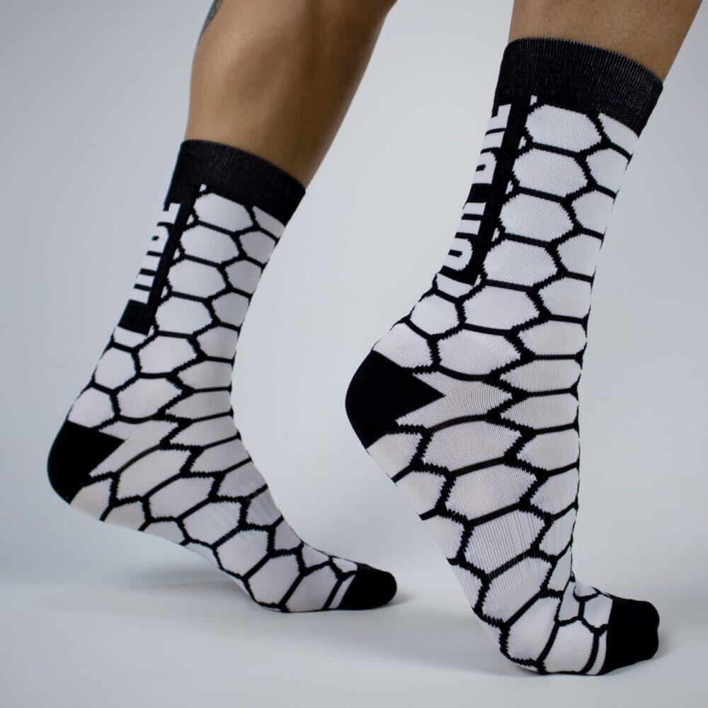 Calcetines Deportivos Ciclismo Perro Loco unisex RIDE OR DIE Blanco 2/3