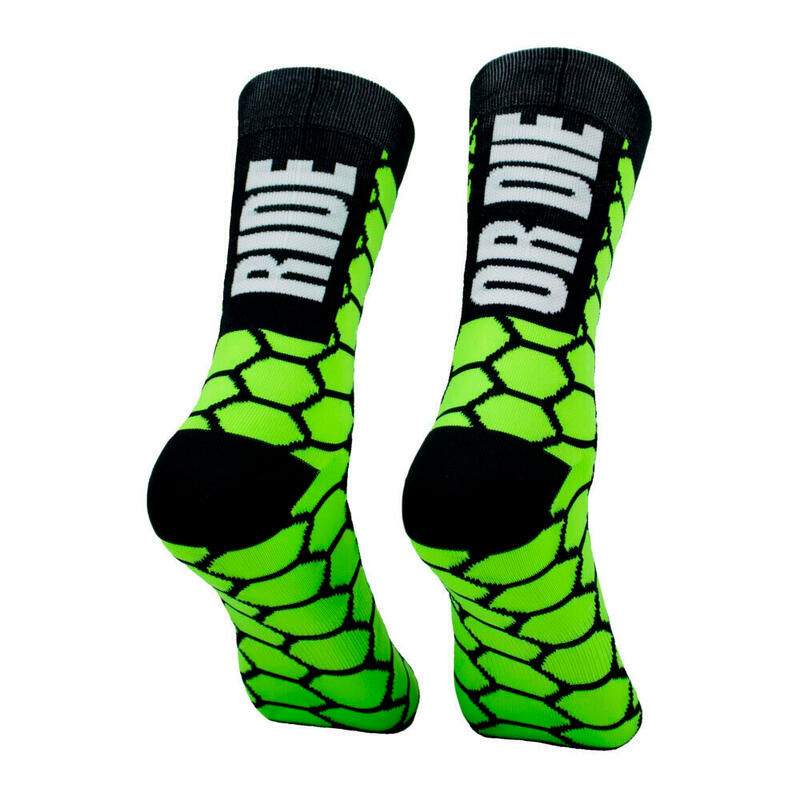 Calcetines Deportivos Ciclismo Perro Loco unisex RIDE OR DIE Verde