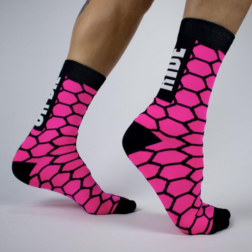 Calcetines Deportivos Ciclismo Perro Loco unisex RIDE OR DIE Rosa 2/3