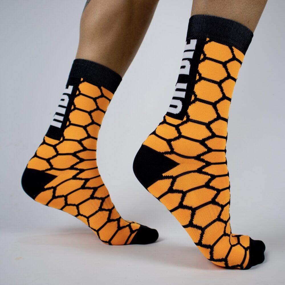 Calcetines Deportivos Ciclismo Perro Loco unisex RIDE OR DIE Naranja 2/3