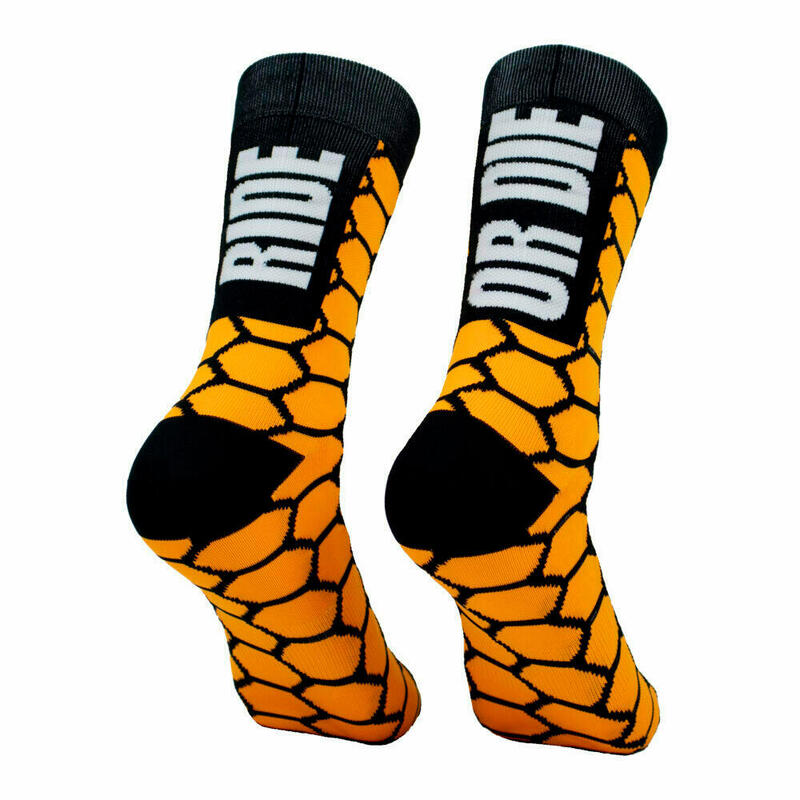 Calcetines Deportivos Ciclismo Perro Loco unisex RIDE OR DIE Naranja