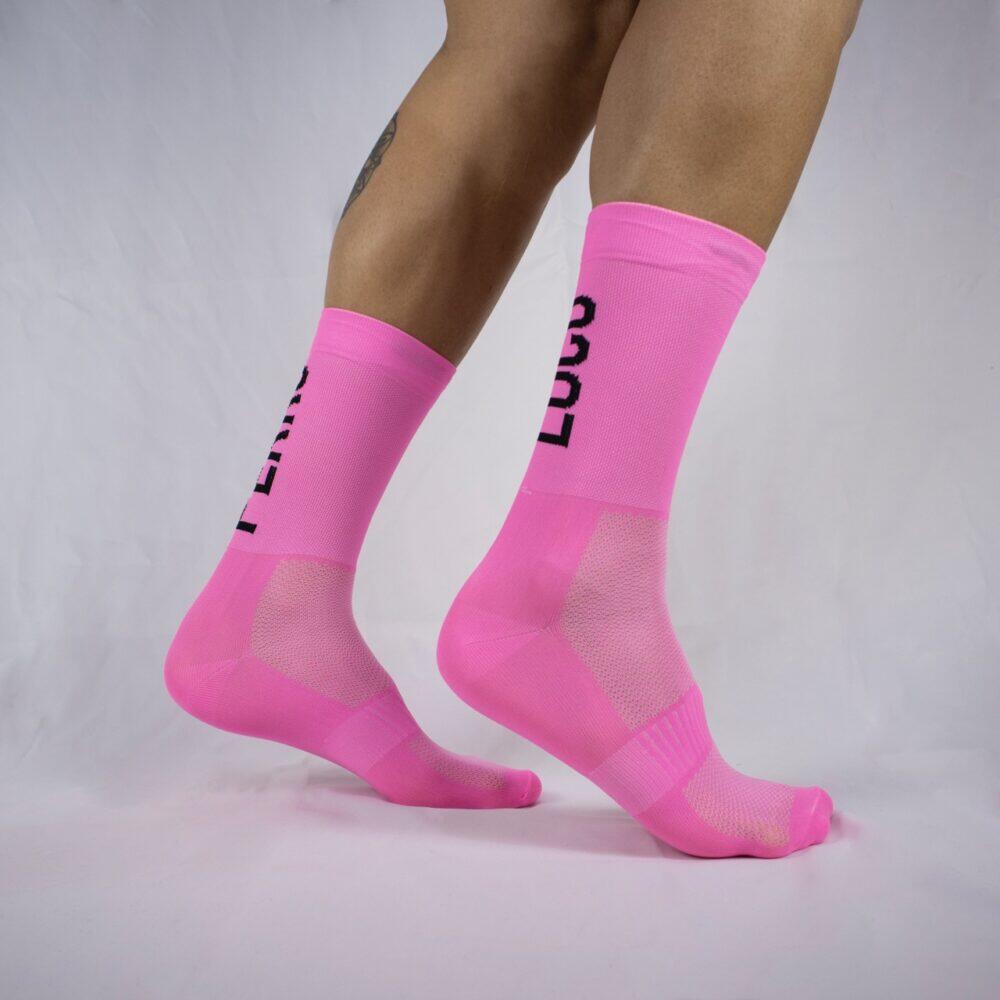 Calcetines Deportivos Ciclismo Perro Loco unisex Ultralight Rosa 2/3