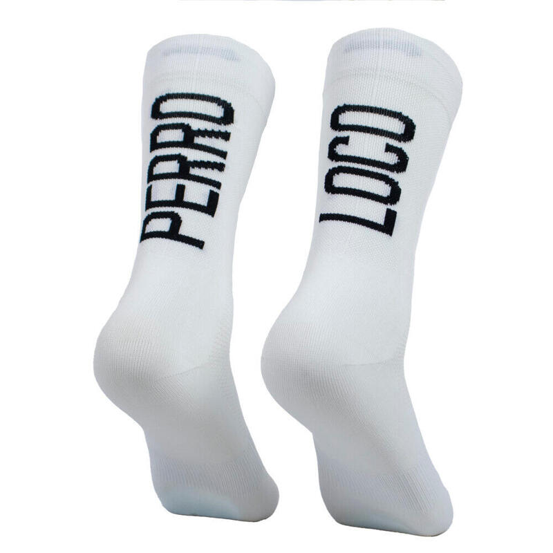 Calcetines Deportivos Ciclismo Perro Loco unisex Ultralight Blanco