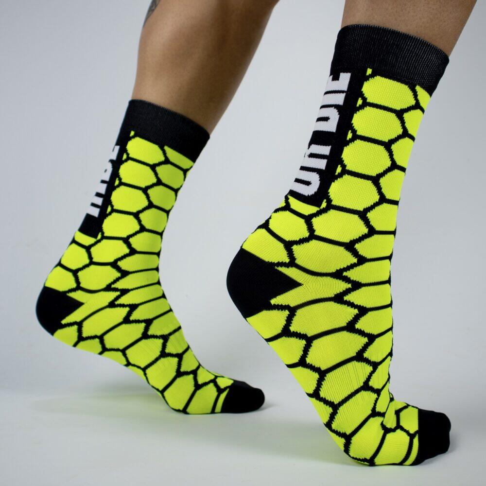 Calcetines Deportivos Ciclismo Perro Loco unisex RIDE OR DIE Amarillo 2/3