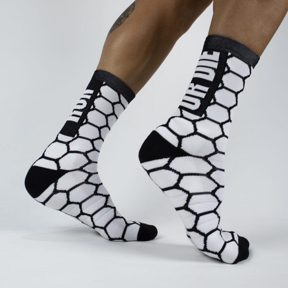Calcetines Deportivos Running Perro Loco unisex Run Or Die Blanco 2/3