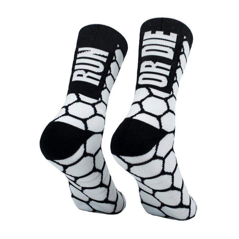 Calcetines Deportivos Running Perro Loco unisex Run Or Die Blanco