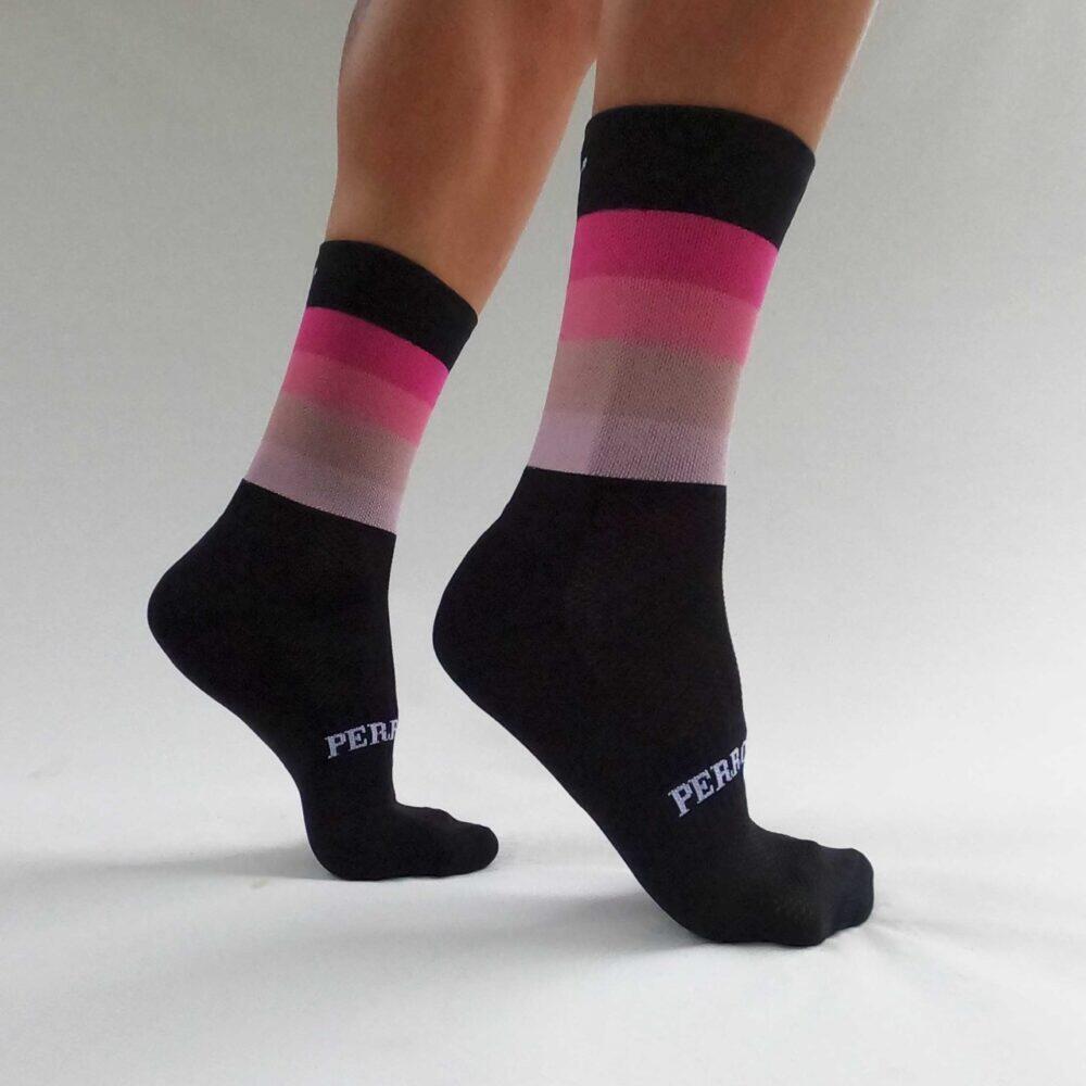 Calcetines Deportivos Ciclismo Perro Loco unisex Widow Negro y Rosa 2/3