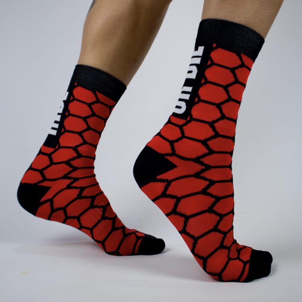 Calcetines Deportivos Ciclismo Perro Loco unisex RIDE OR DIE Rojo 2/3