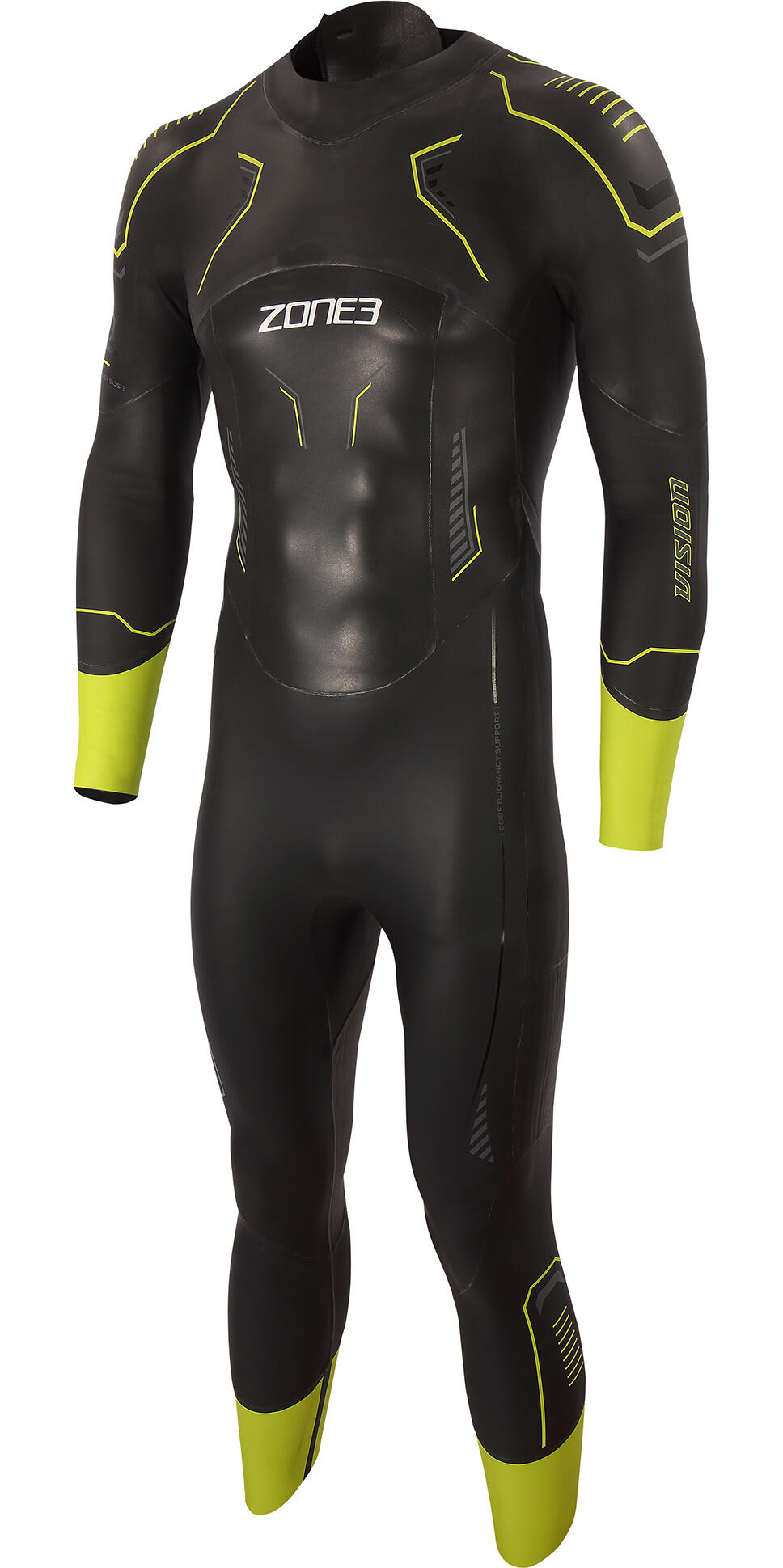 2024 Vision 5mm Swim Wetsuit - Black / Lime / Gunmetal 1/7