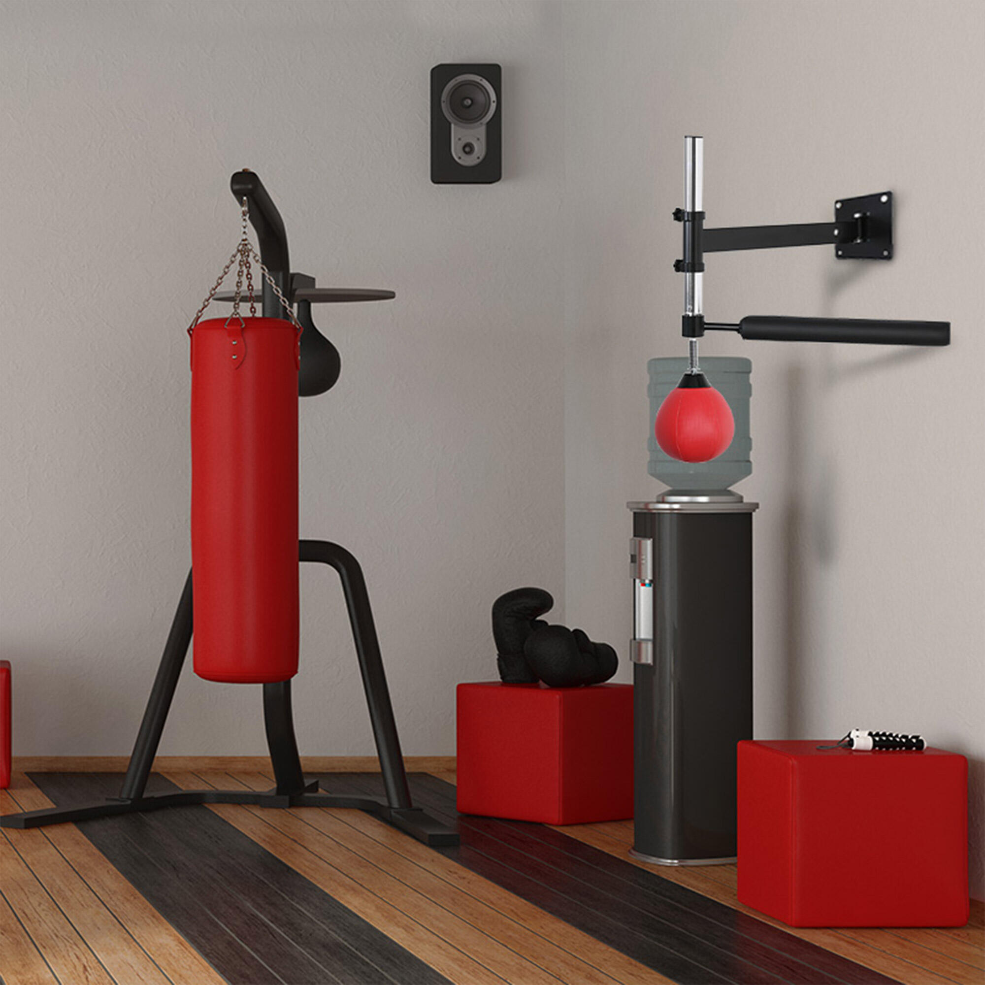 Bola de Velocidad de Pared HOMCOM 79x72x20 cm Negro y Rojo 2/7