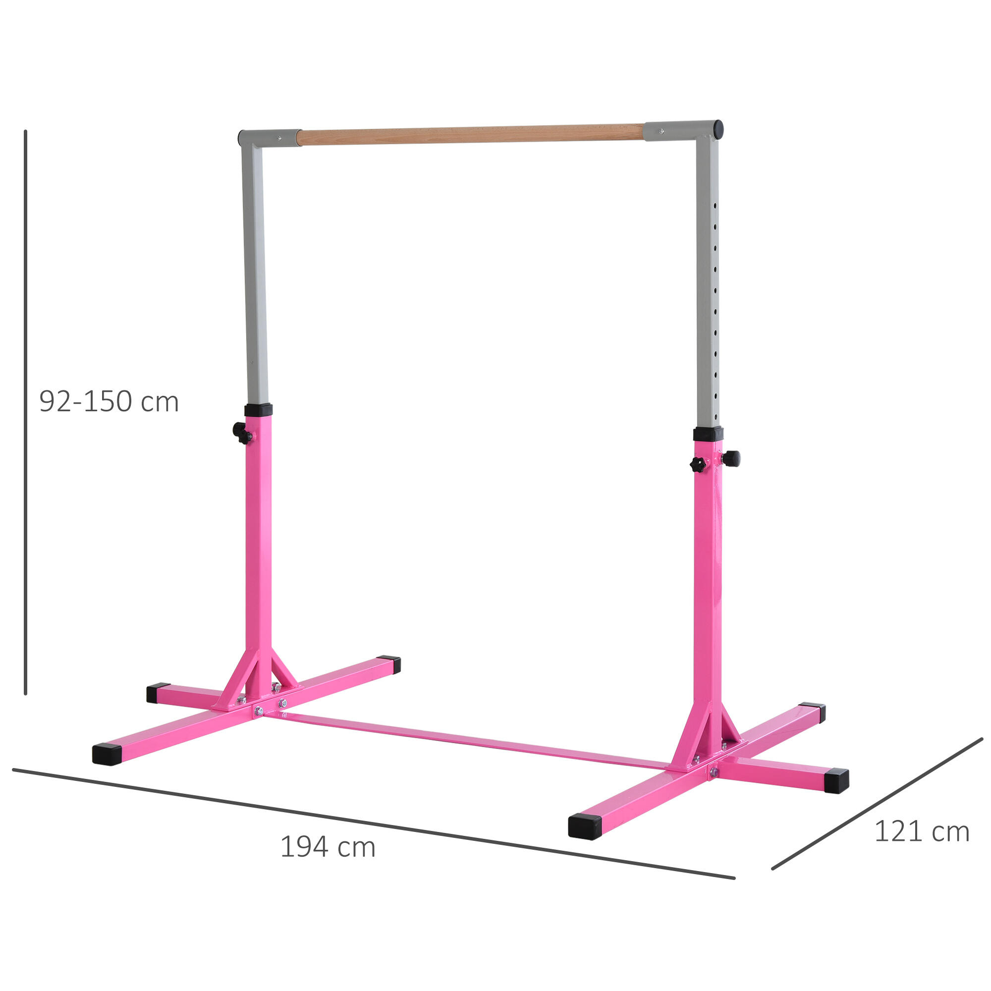 Barra de ginástica 197x121x150 cm rosa HOMCOM 3/7
