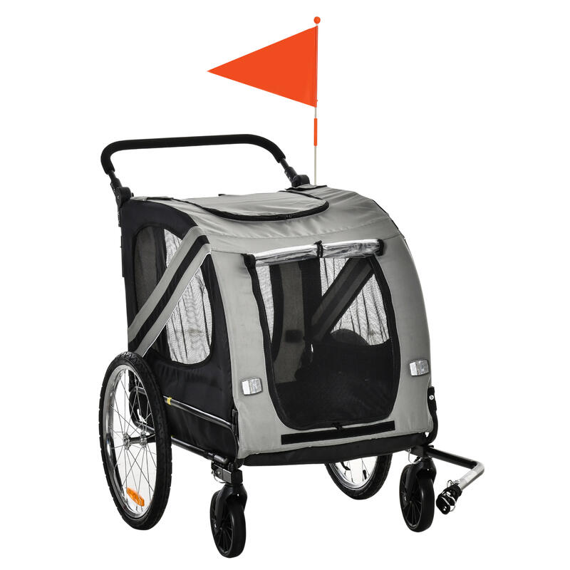 Carro de perro remolque bicicleta plegable para mascotas de hasta 40 kg  gris negro