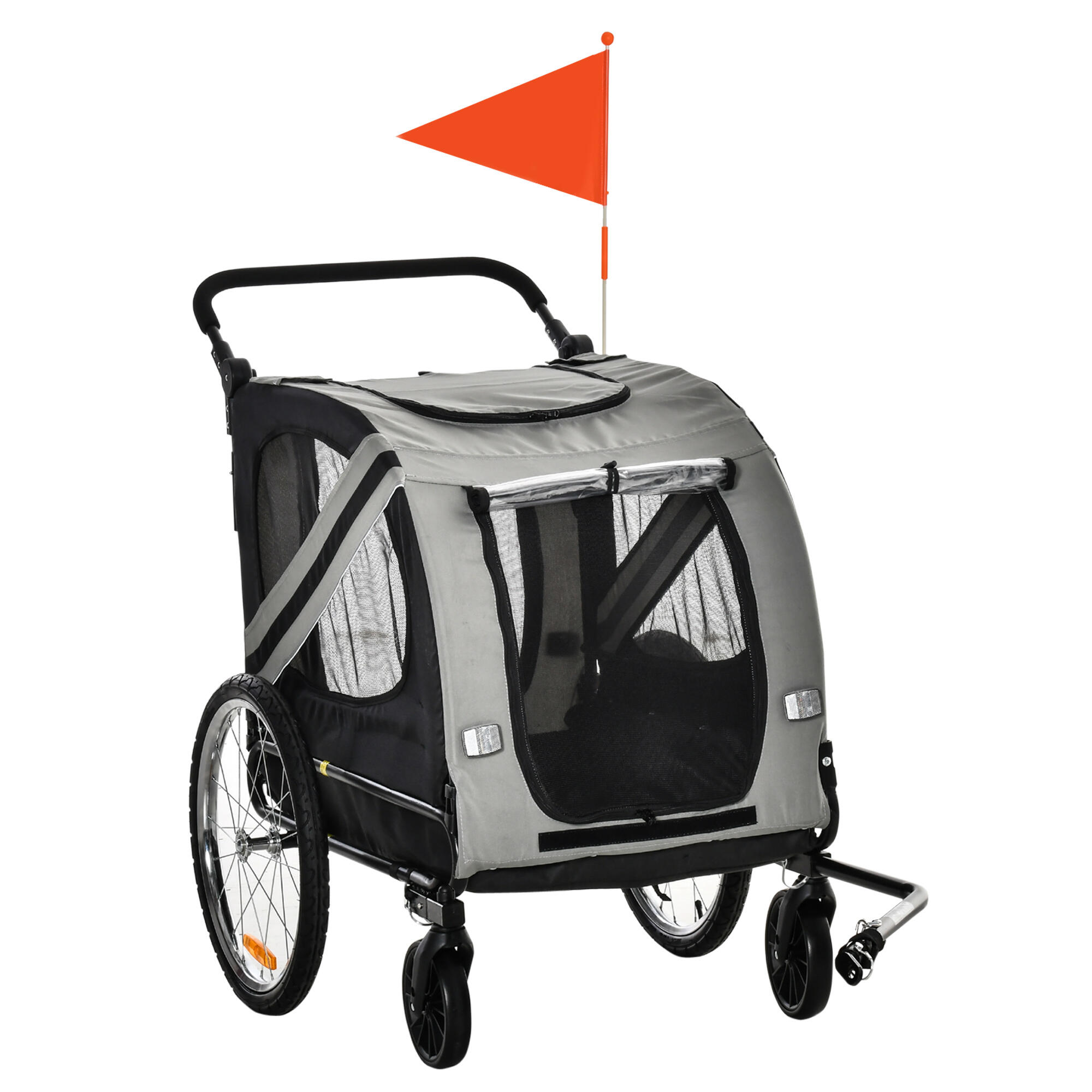 Reboque de Bicicleta para Cães 134x73x108 cm Cinzento PawHut