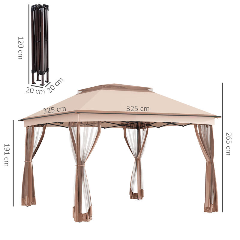 Pérgola Exterior 325x325x265 cm Marrom Outsunny