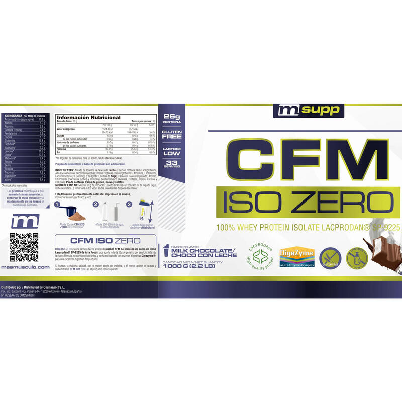 CFM ISO Zero - 1Kg Chocolate con Leche de MM Supplements