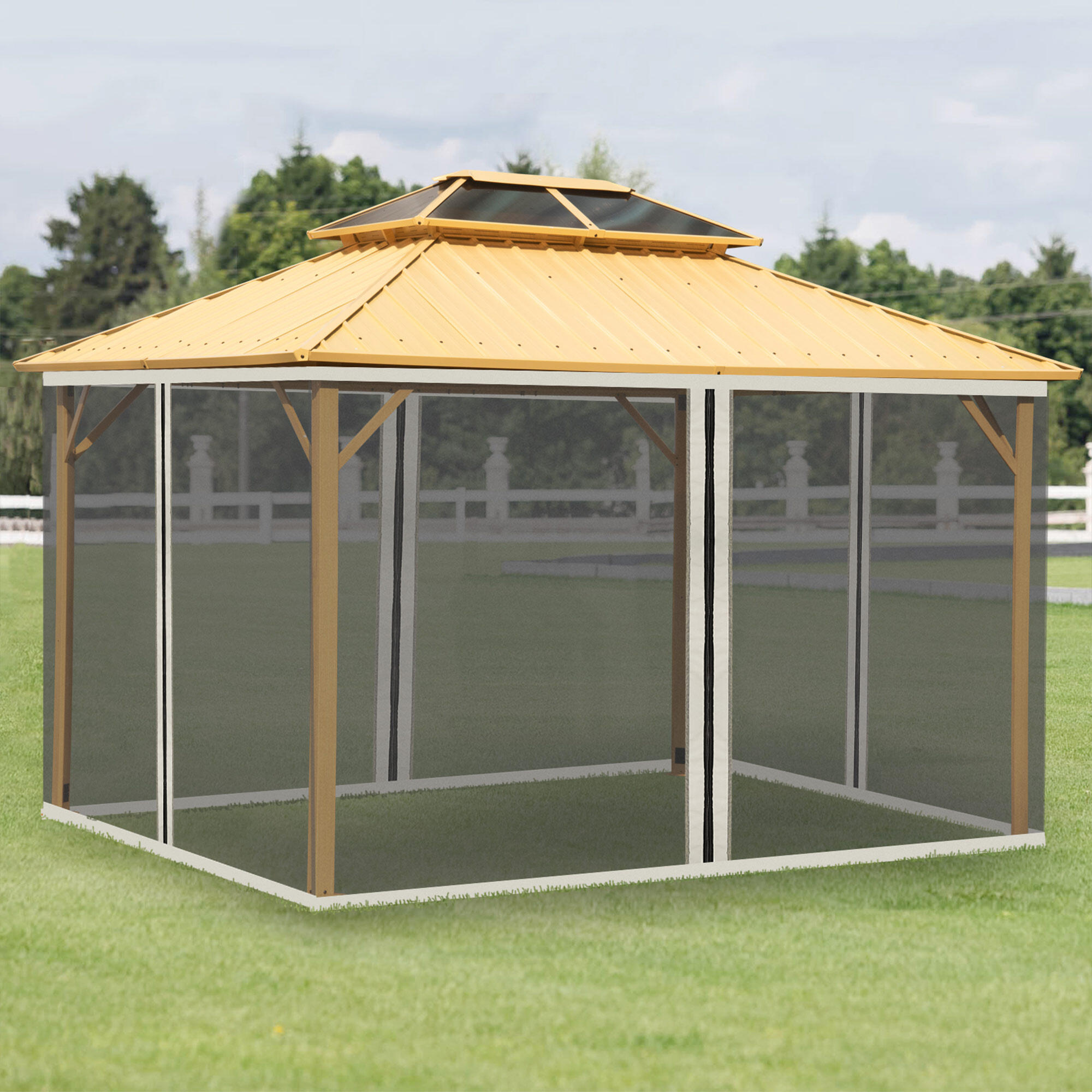 4 Paneles Laterales de Mosquitera para Carpa Outsunny 352x207cm Negro 2/7